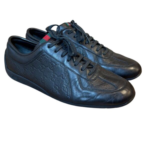 Gucci Other - Gucci Men’s Guccissima Leather Embossed Logo Low Top Sneaker Shoes Black Sz 9 G